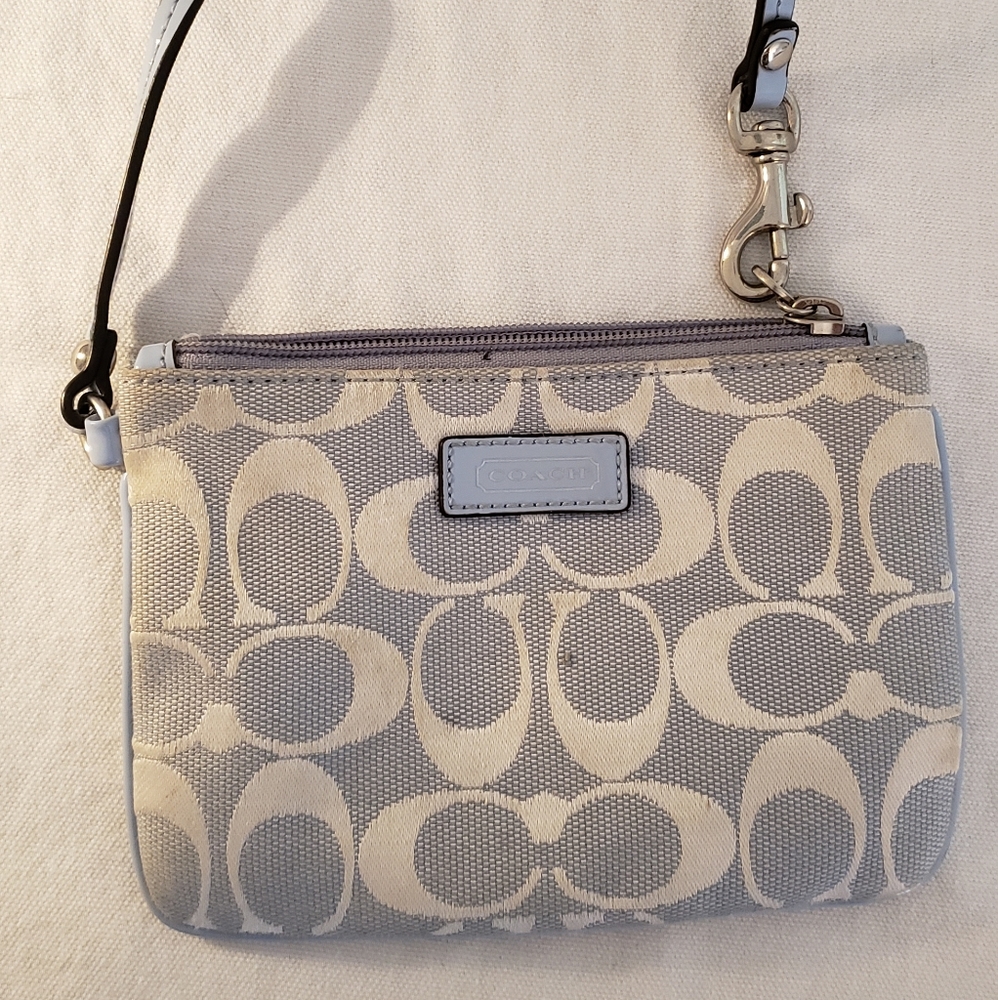 Blue and Silver Coach Wristlet